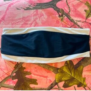 house of harlow bandeau bikini top navy blue + white stripe